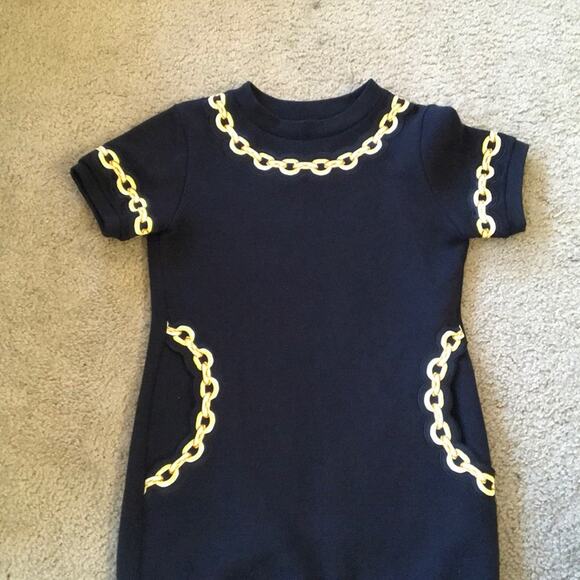 LUCKY CHOUETTE Navy SS Knit Dress CHAIN DETAIL - Picture 8 of 8